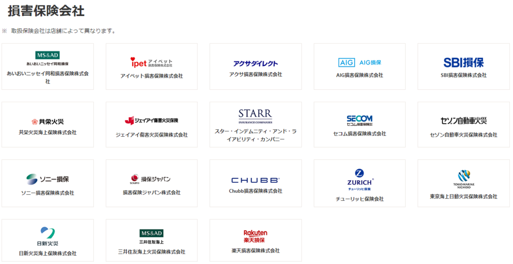 保険クリニック 損害保険取扱保険会社