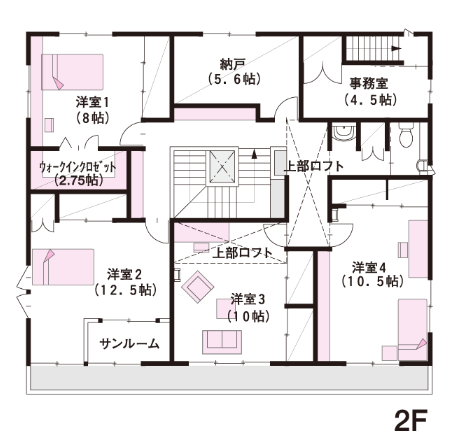 完全分離型二世帯住宅80坪間取り