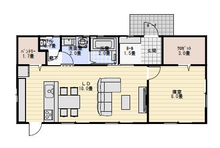 平屋20坪間取り１LDK