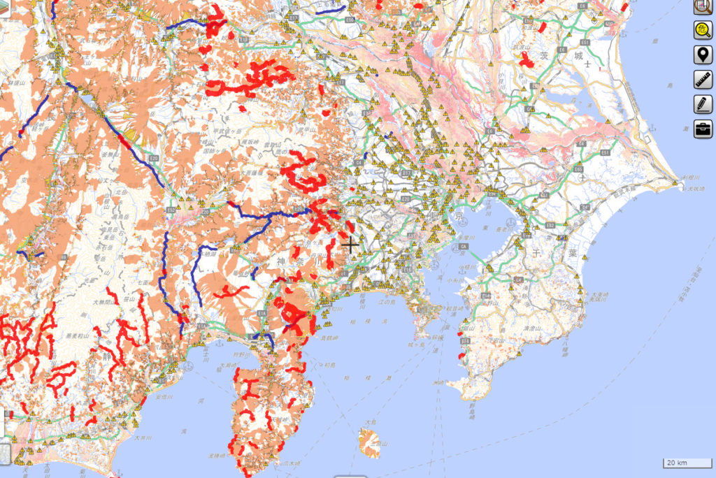 東京でのハザードマップ