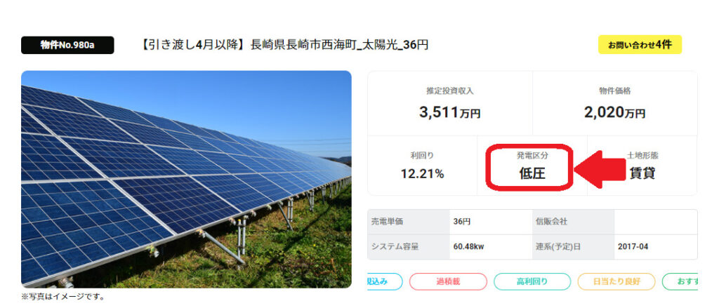 ソルセル　太陽光低圧物件